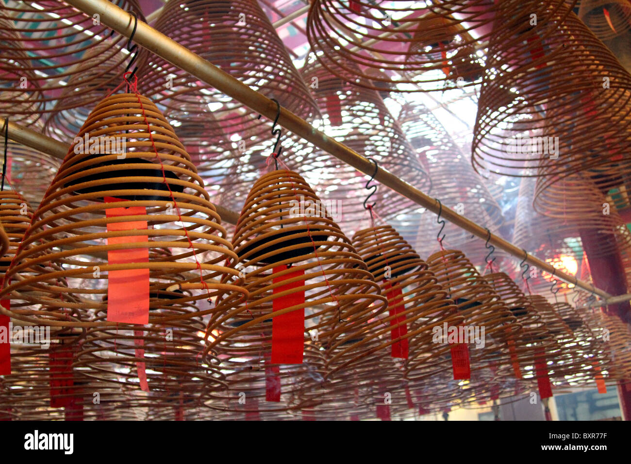 Incense burning in the Tin Hau Temple in Kowloon, Hong Kong, China