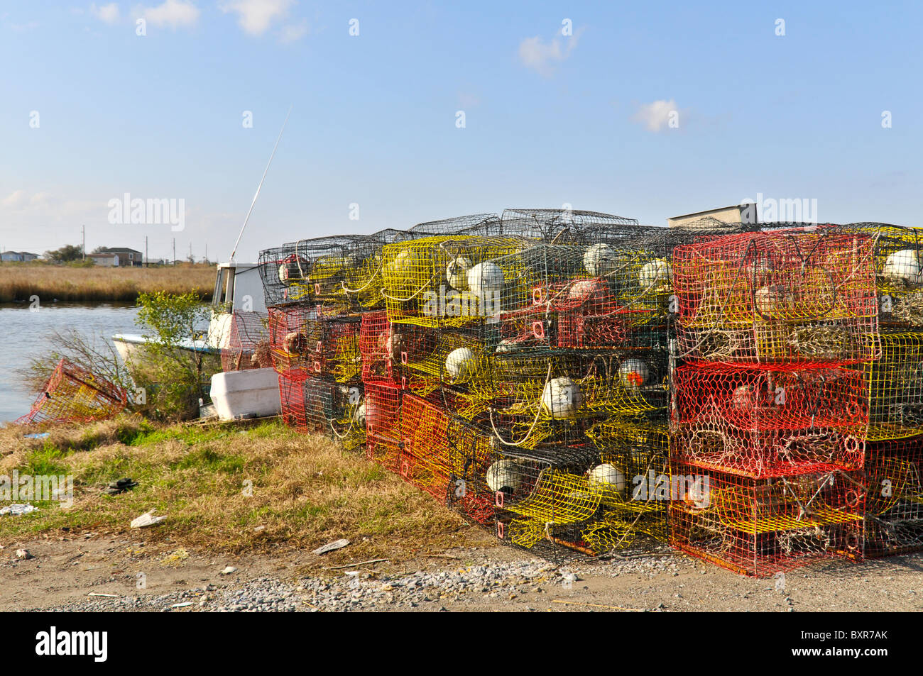 Crab traps, Mississippi River delta, New Orleans, Louisiana Stock Photo