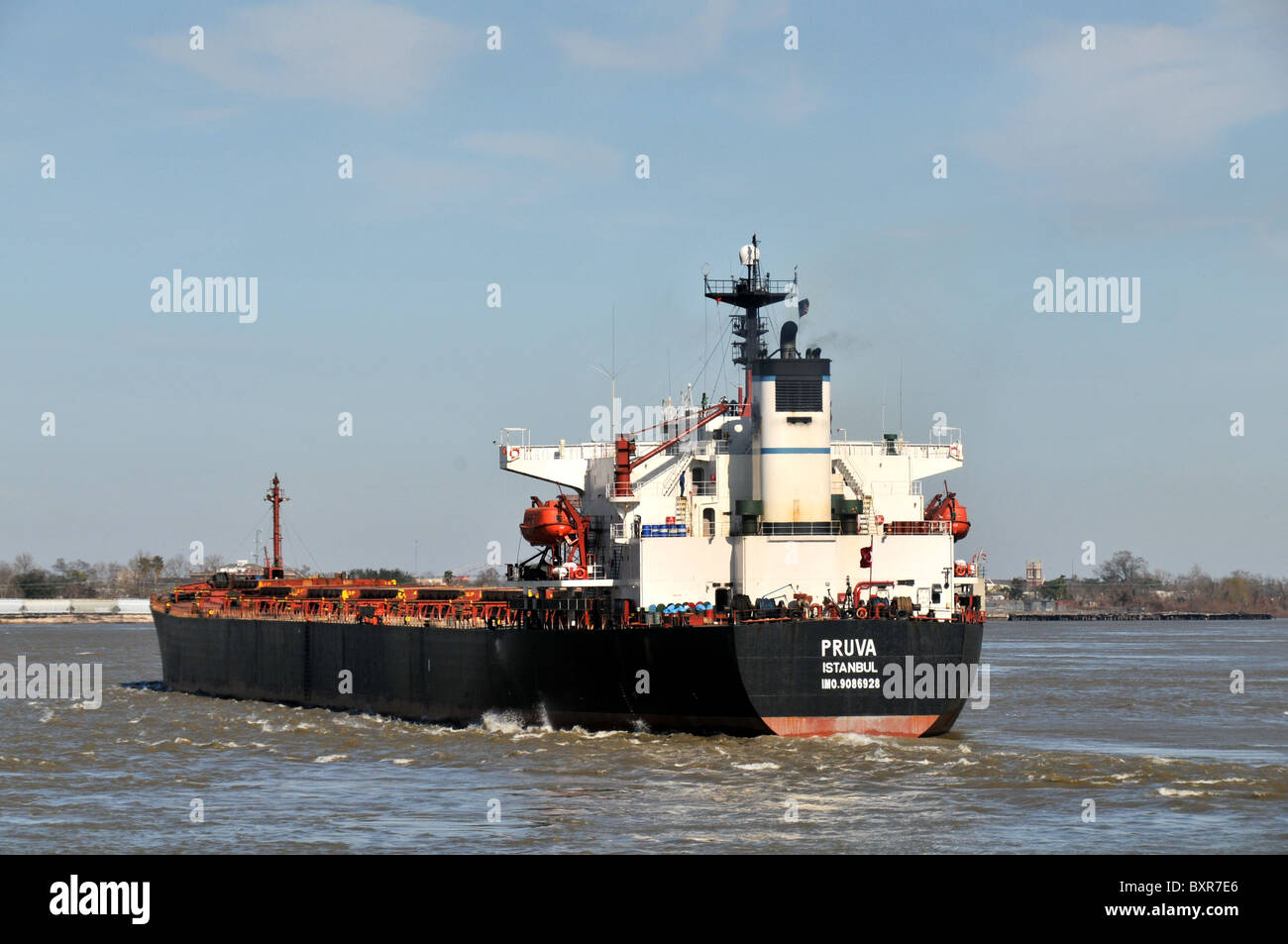 Oil tanker, Mississippi River, New Orleans, Louisiana Stock Photo