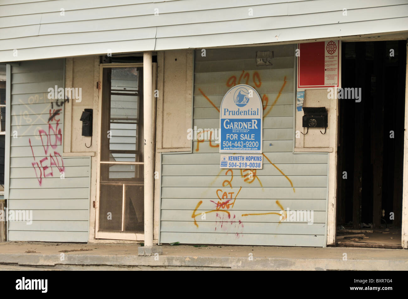 Rescuer markings made on house in Lower 9th Ward during Hurricane