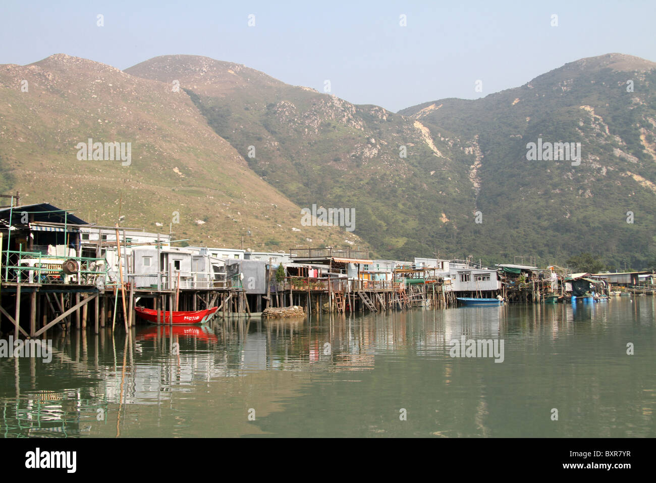 Stilt houses in Tai O fishing village with houses on stilts on Lantau