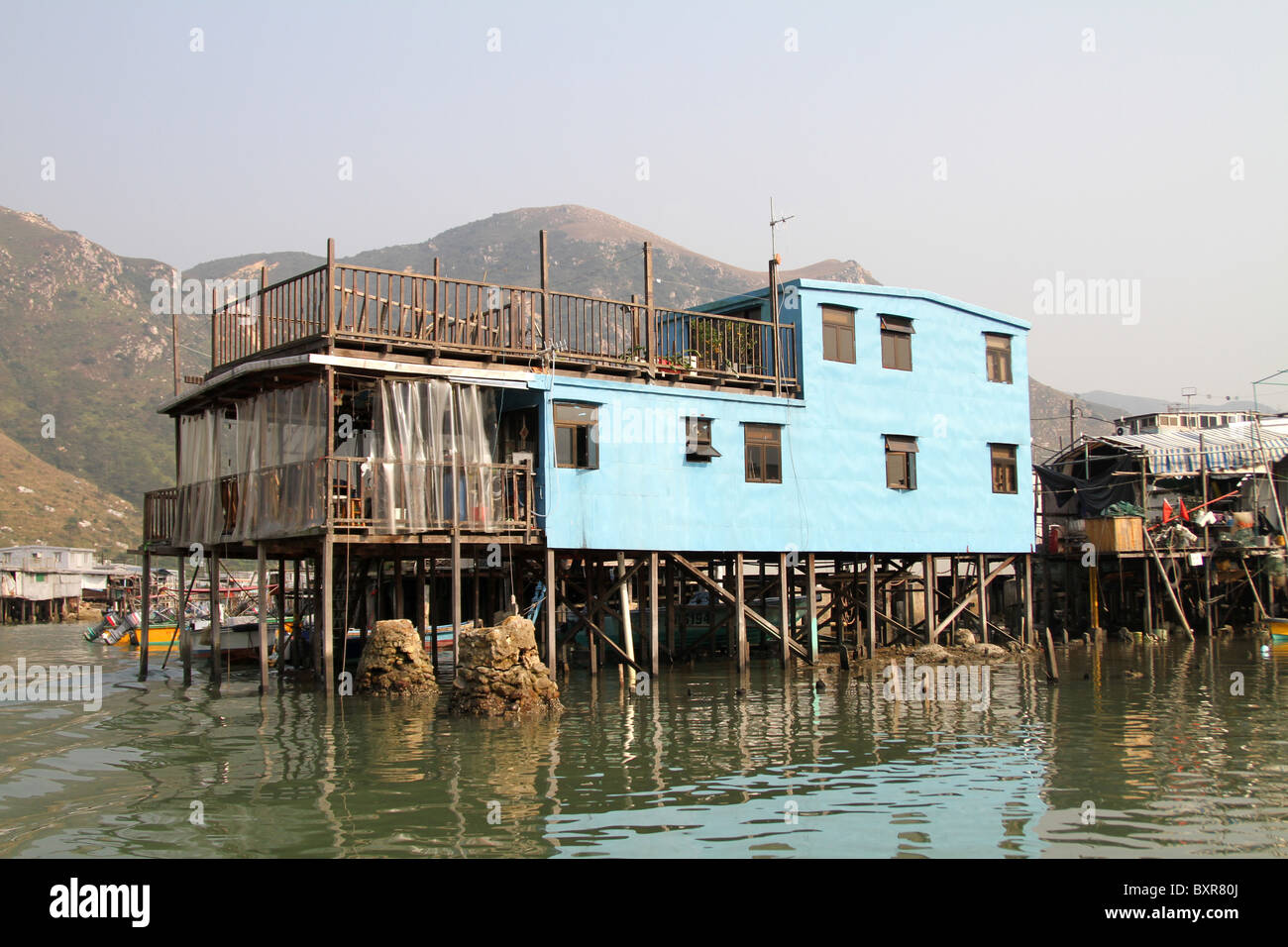 Stilt house in Tai O fishing village with houses on stilts on Lantau Island in Hong Kong, China Stock Photo