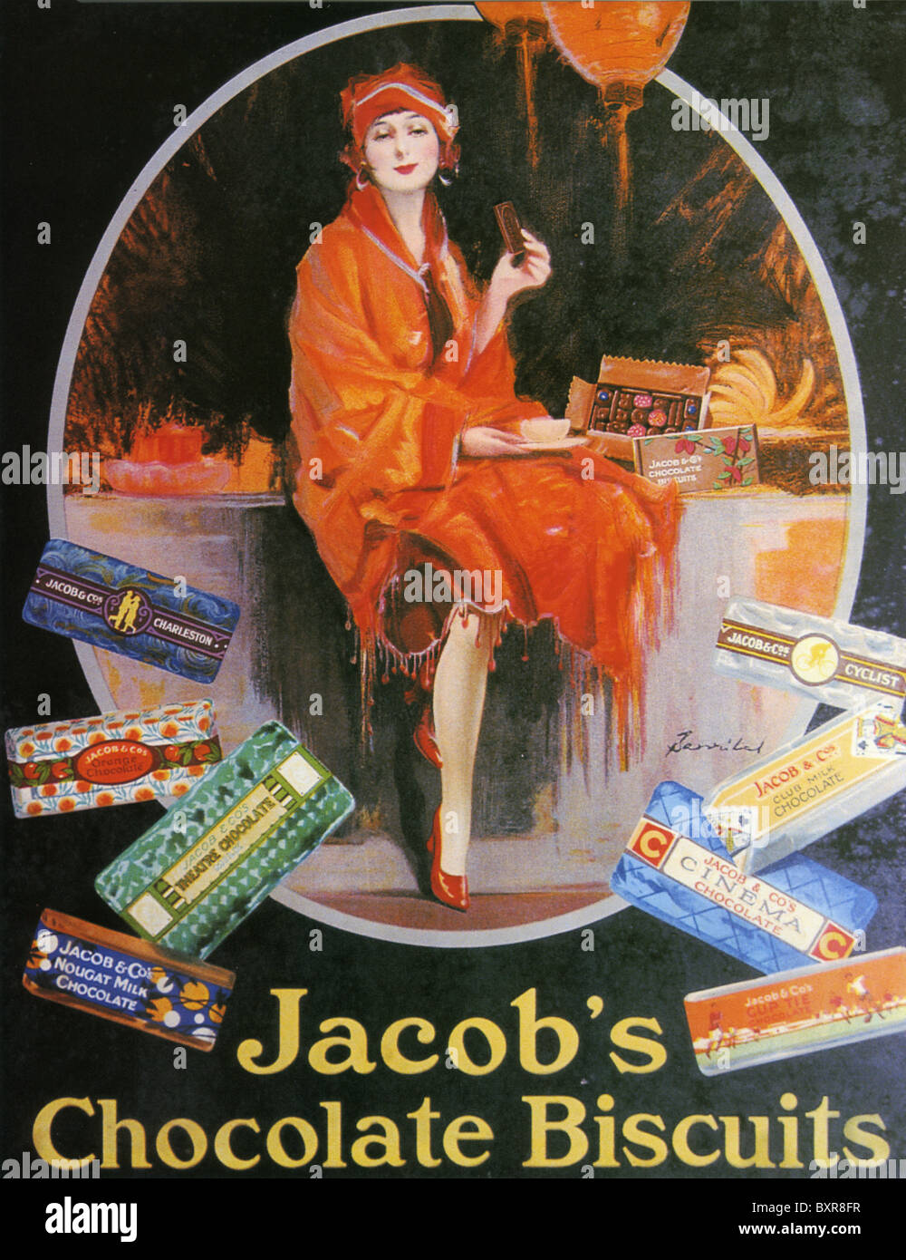 JACOB'S CHOCOLATE BISCUITS advert 1925 Stock Photo Alamy