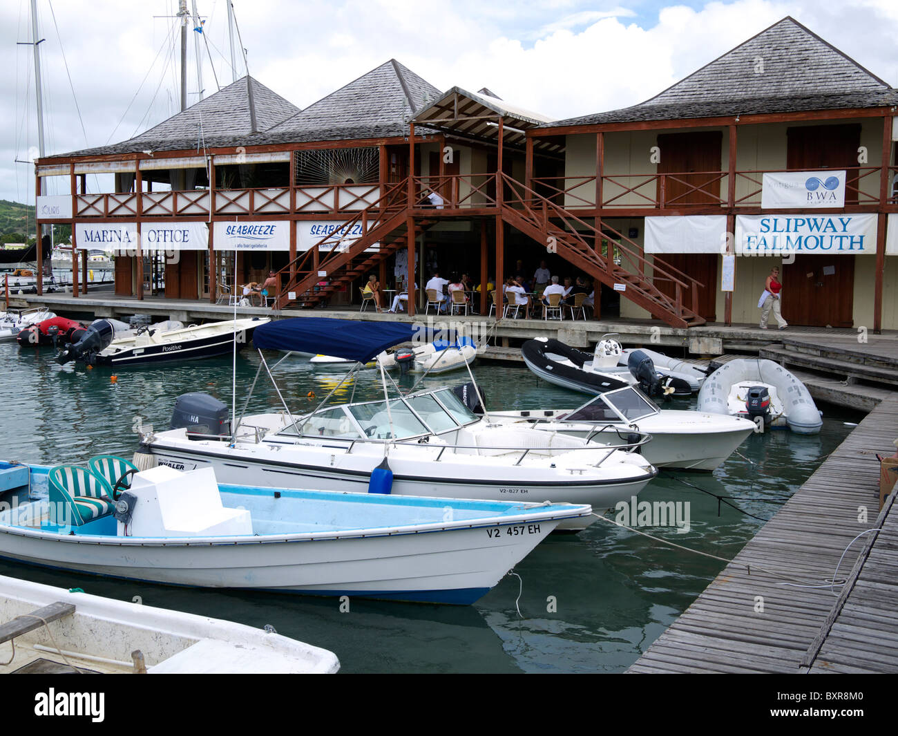 The marina office Falmouth Harbour Antigua West Indies Caribbean Stock