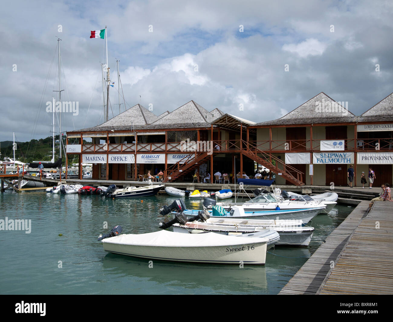 The marina office Falmouth Harbour Antigua West Indies Caribbean Stock