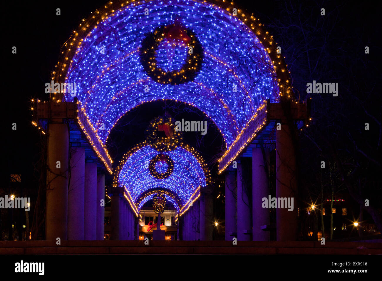 Christmas Decorations Illuminated Walkway In The City Of