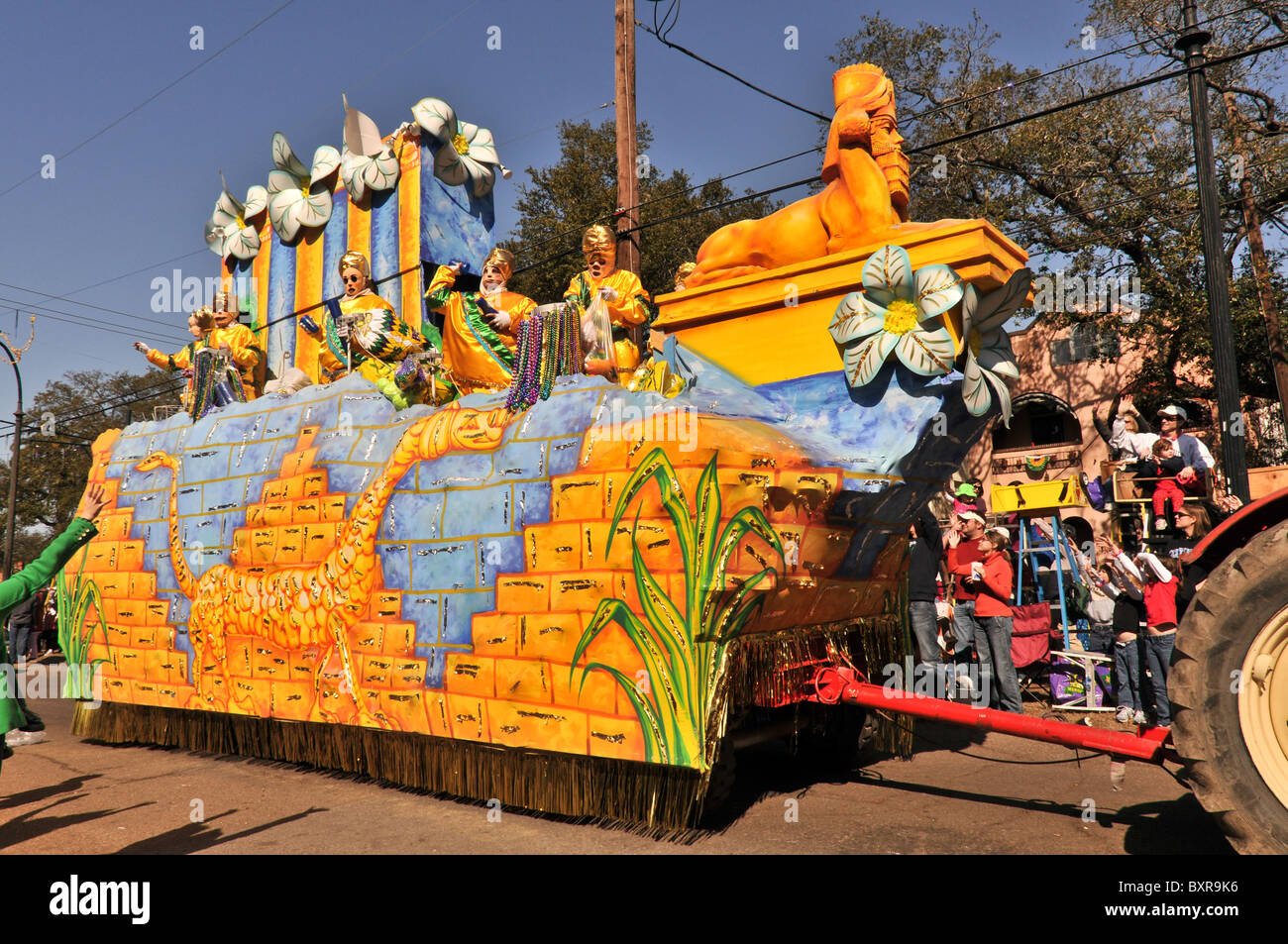 Float in Knights of Babylon parade, Mardi Gras 2010, New Orleans, Louisiana Stock Photo