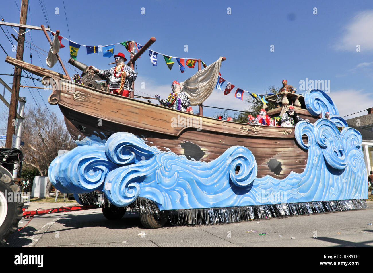 Rum Runner' (type of drink) float in Krewe of Thoth parade, Mardi Gras 2010, New Orleans, Louisiana Stock Photo