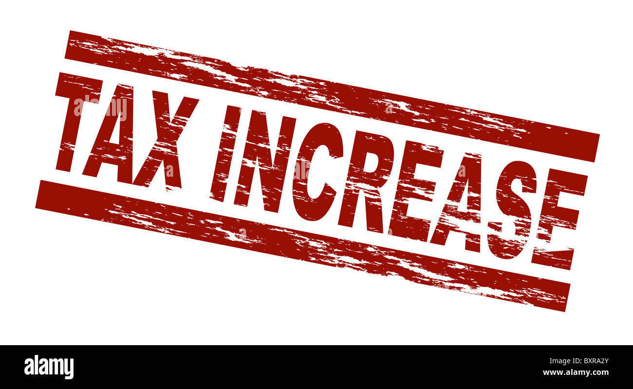 Stylized red stamp showing the term tax increase. All on white background. Stock Photo