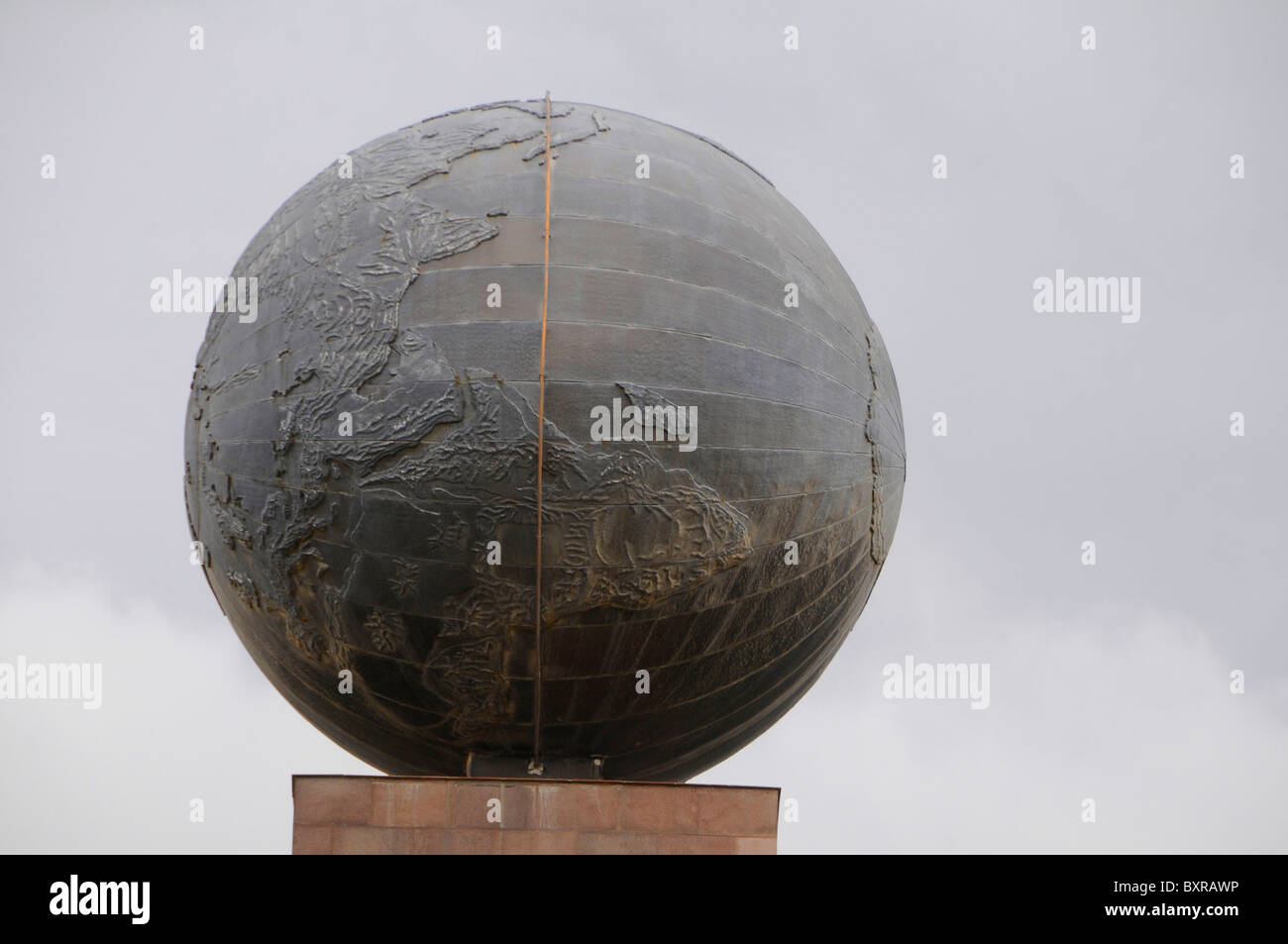 Monument marking the park 'Mitad del Mundo' (middle of the world) near Quito, the capital of Ecuador. Stock Photo