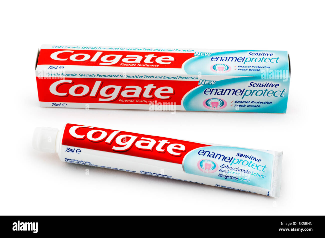 Tube of Colgate Sensitive Enamel Protect toothpaste, UK Stock Photo