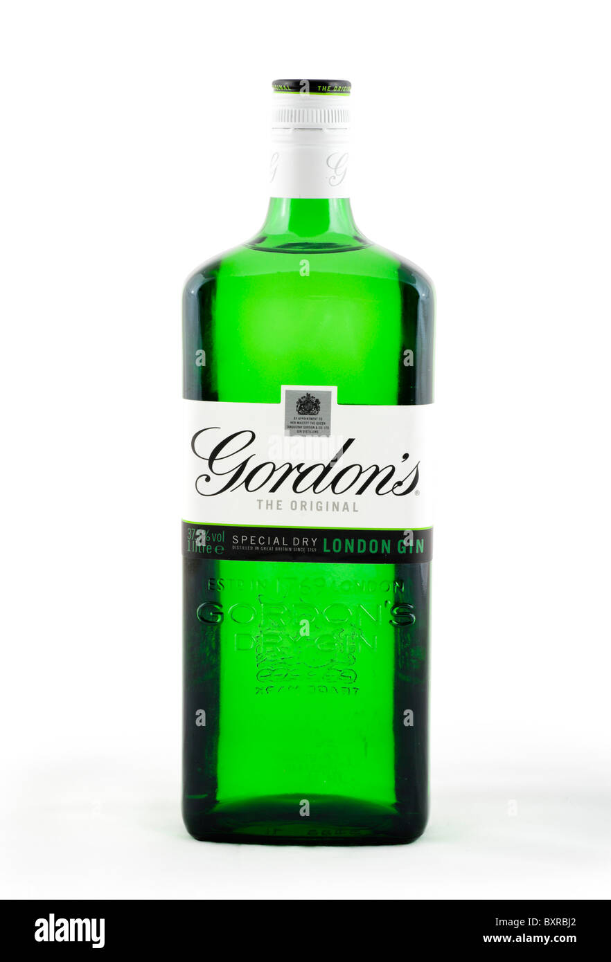 Bottle of Gordon's Dry Gin, UK Stock Photo