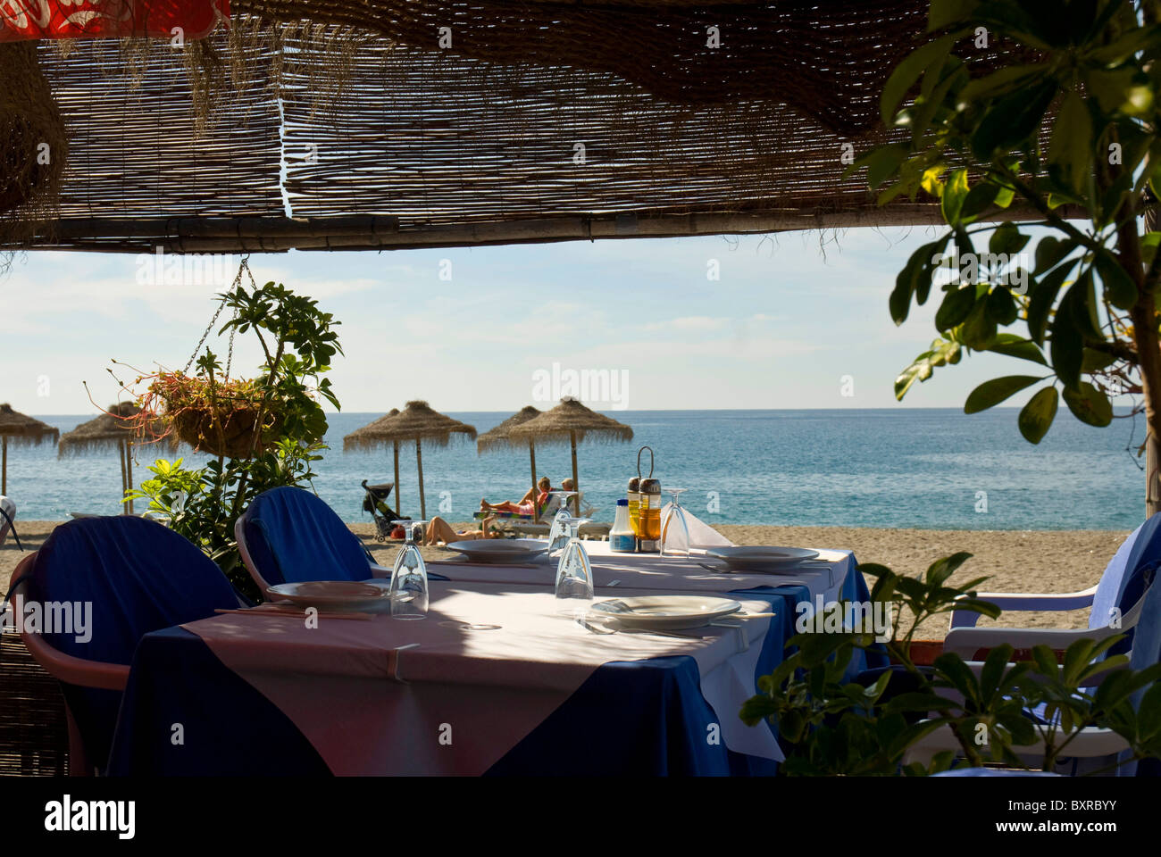 Beachside Restaurant, Salobrena, Spain Stock Photo