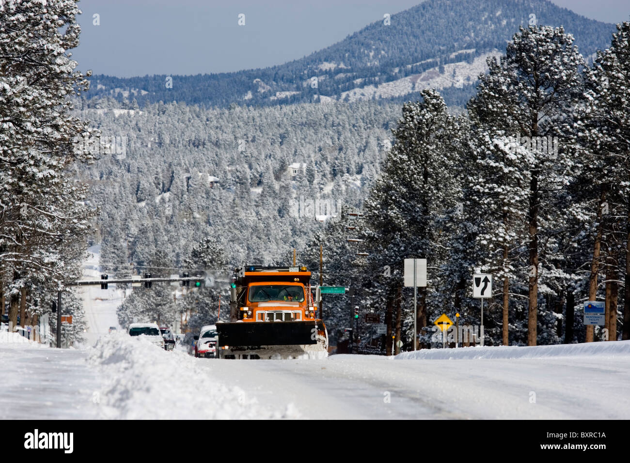 Snow plow plowing highway hires stock photography and images Alamy