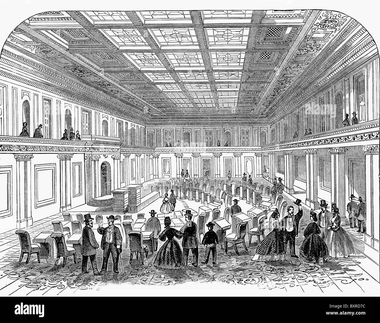 The illustration shows the United States Senate Chamber as it looked in 1860, just before the start of the Civil War. Stock Photo