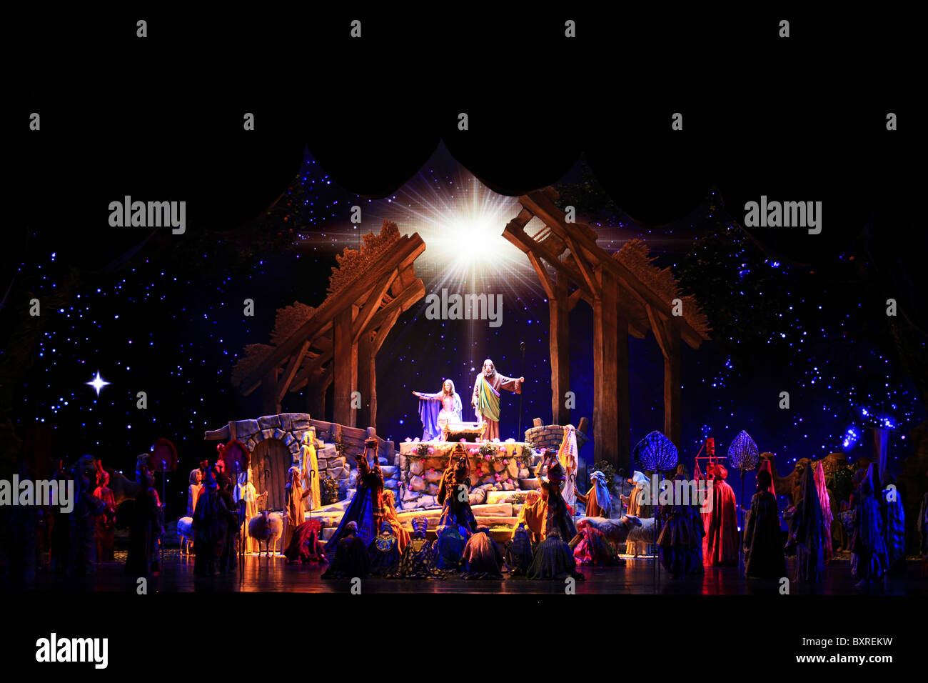 "The living nativity" scene during Radio city music hall Christmas spectacular show in New York city 2010 Stock Photo