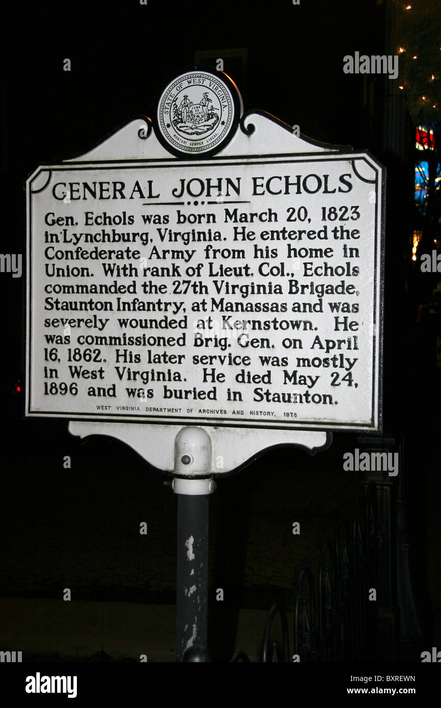 GENERAL JOHN ECHOLS Gen. Echols was born March 20, 1823 in Lynchburg, Virginia Stock Photo