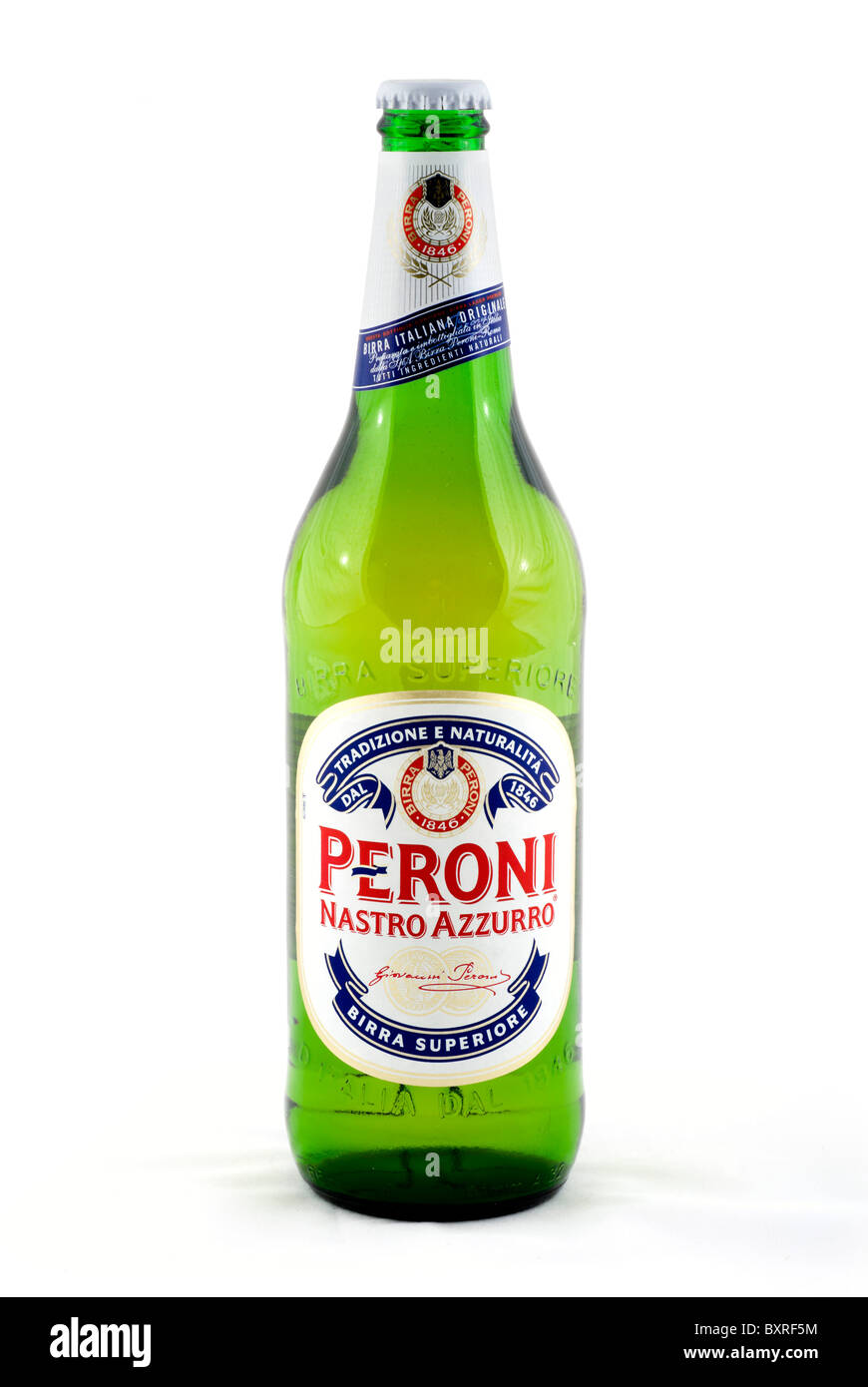 Bottle of Peroni Nastro Azzuro Italian Beer, UK Stock Photo