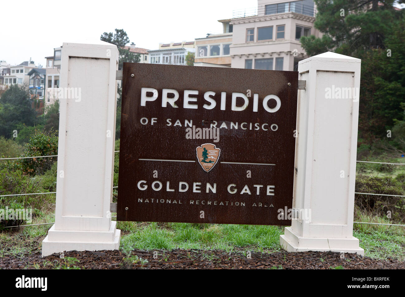 National Park Service sign for Presidio of San Francisco, Golden Gate