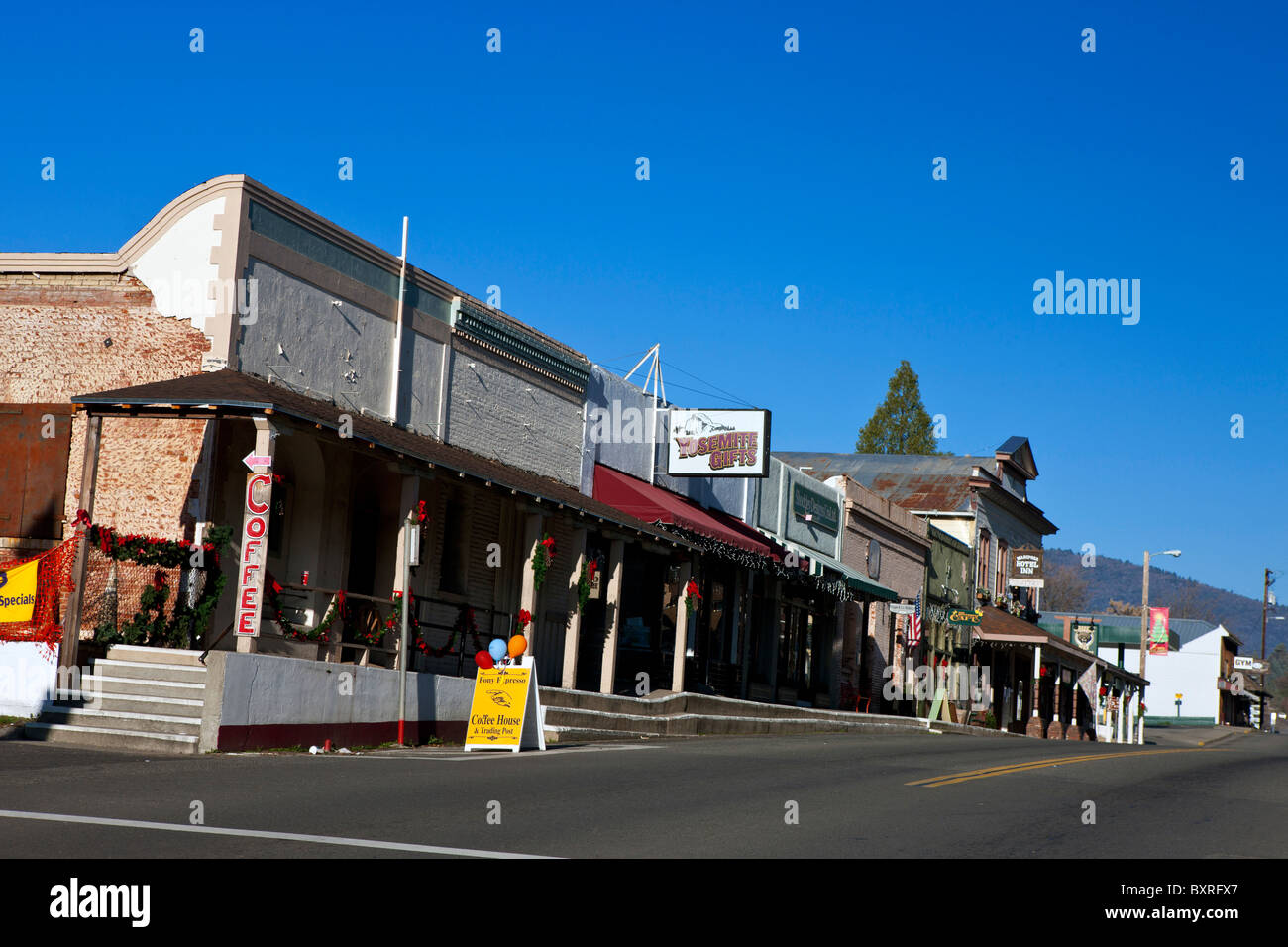 Shops and stores in downtown Mariposa, California, United States of America Stock Photo