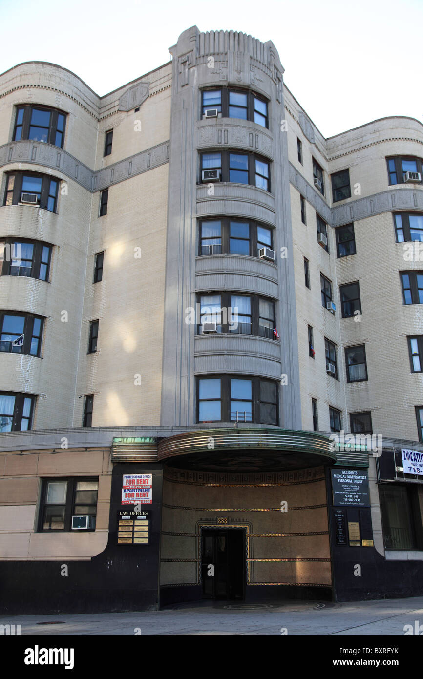 Art deco architecture, apartment building, Grand Concourse, Bronx, New York City, USA Stock