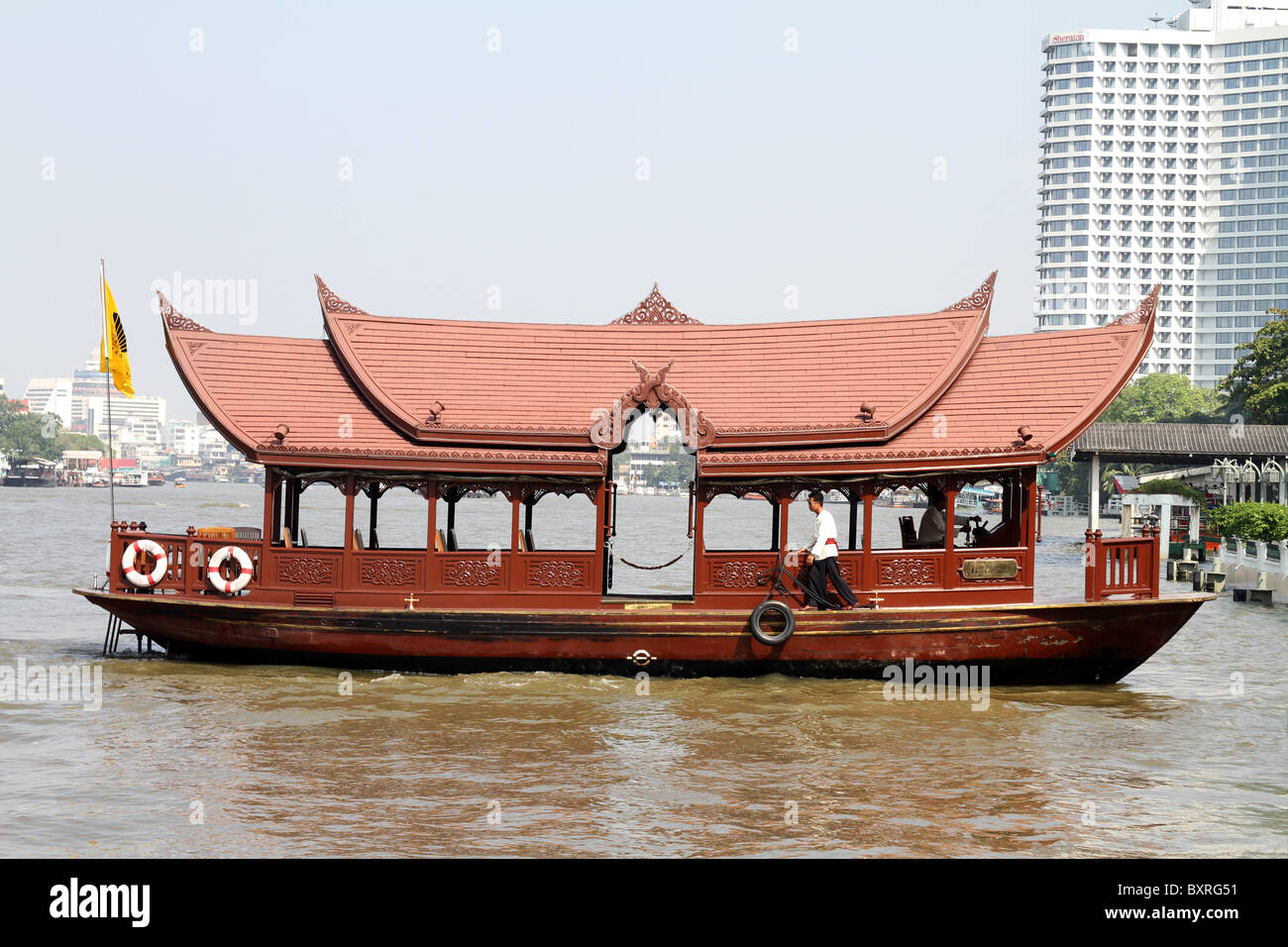 A traditional boat on the Chao Phraya River in Bangkok, Thailand Stock Photo