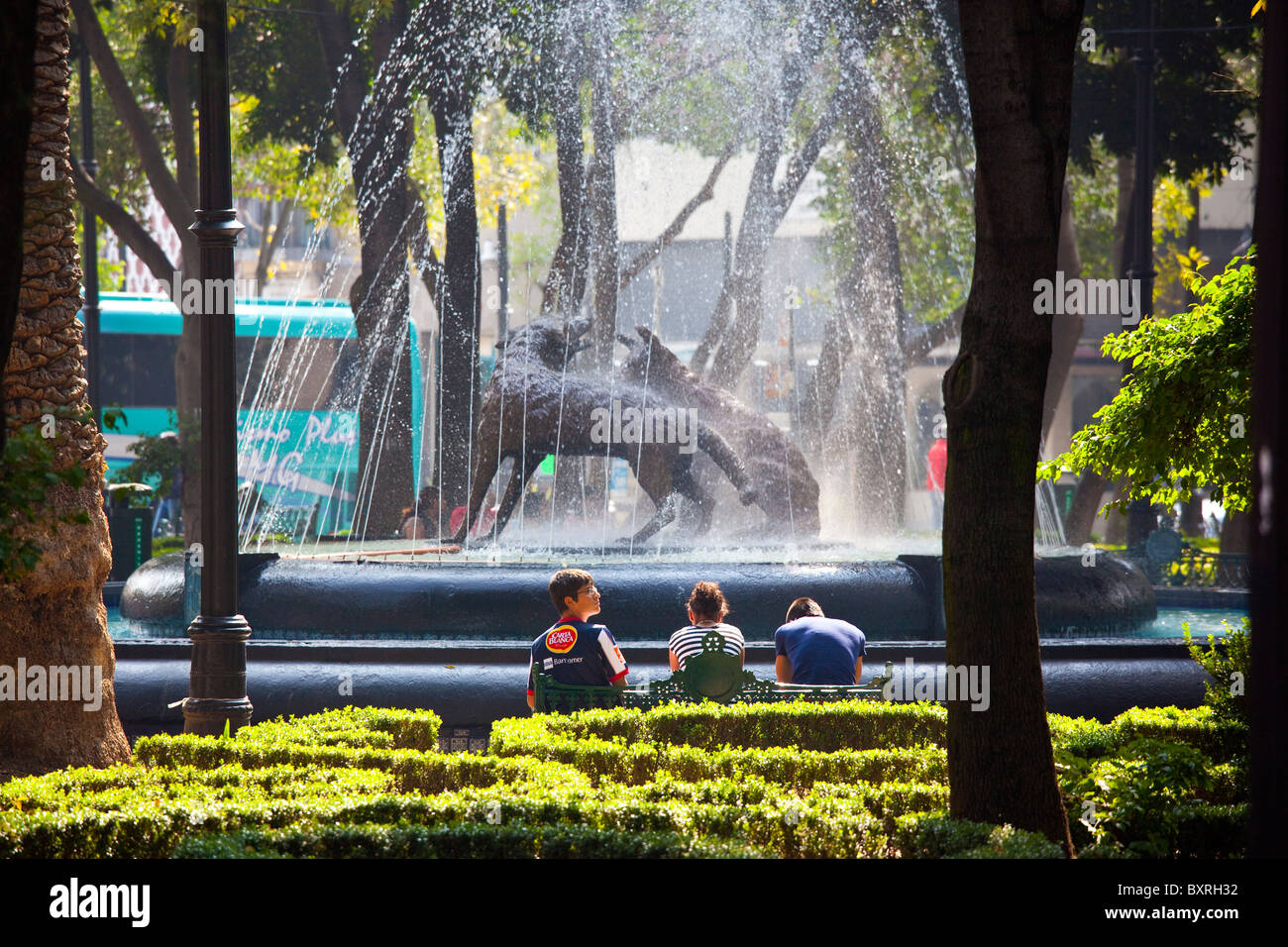 Jardín Centenario, Plaza Hidalgo, Coyoacan, Mexico City, Mexico Stock Photo