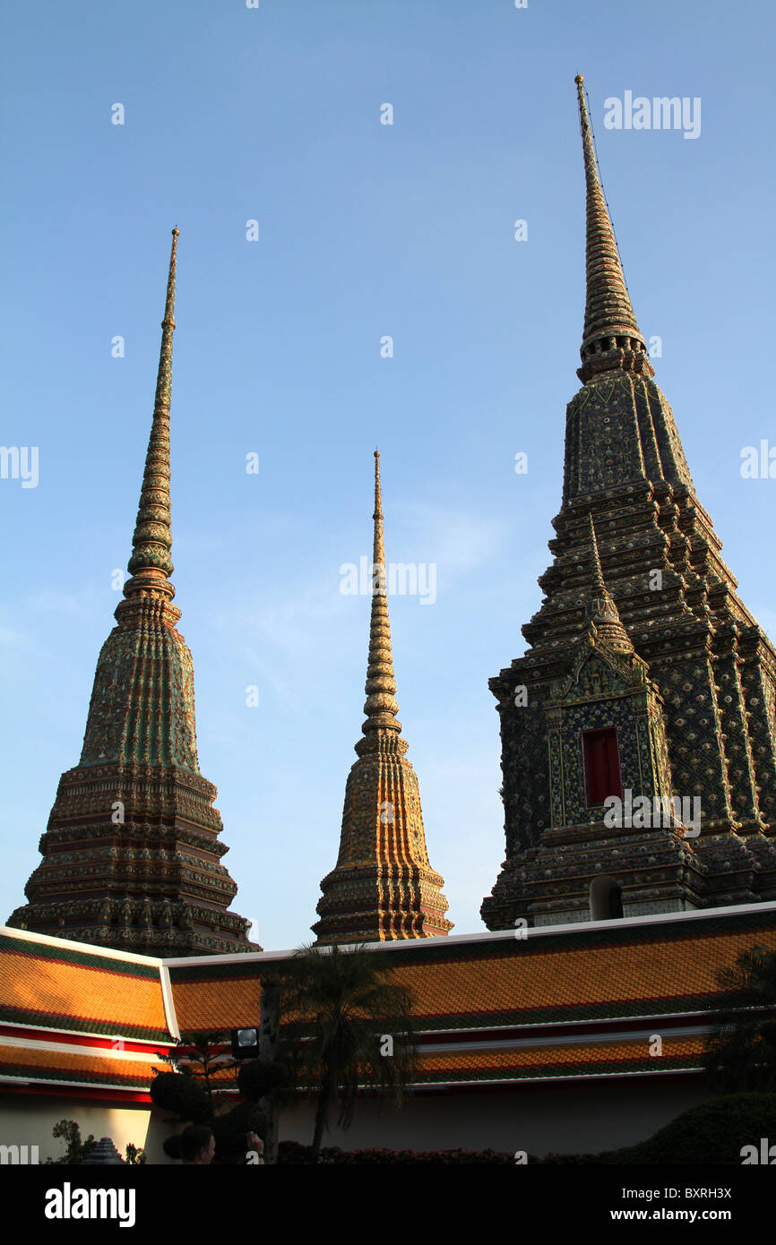Chedis at the Wat Pho Temple Bangkok, Thailand Stock Photo