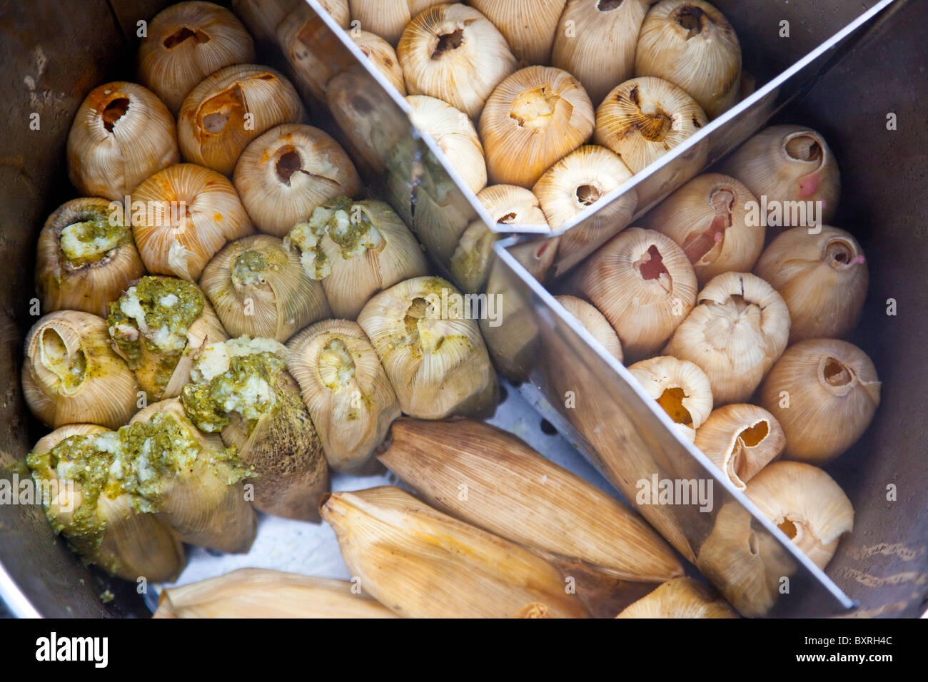 Tamales at a street vendor in Mexico City, Mexico Stock Photo