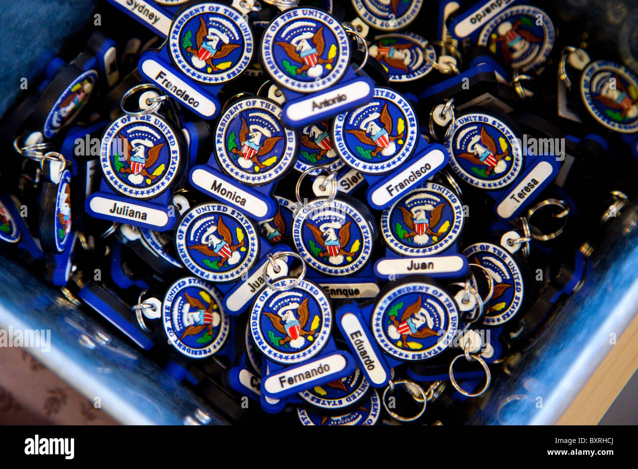Hispanic names on Souvenir Presidential Seals Stock Photo