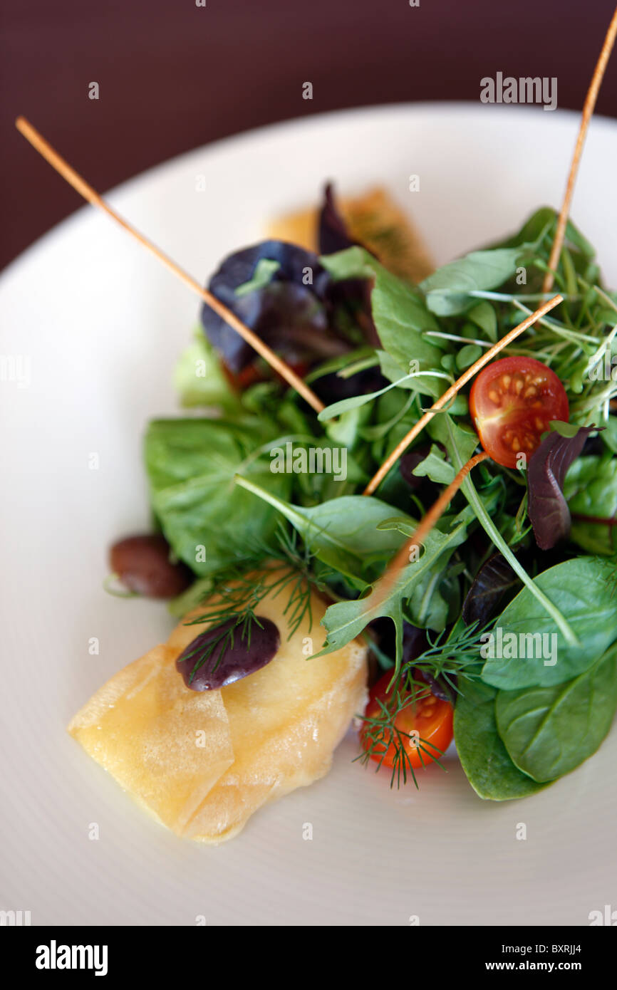 Salad of Bruson, served at restaurant Le Cristal at lift station Les Ruinettes in the Alps above Verbier, Switzerland Stock Photo