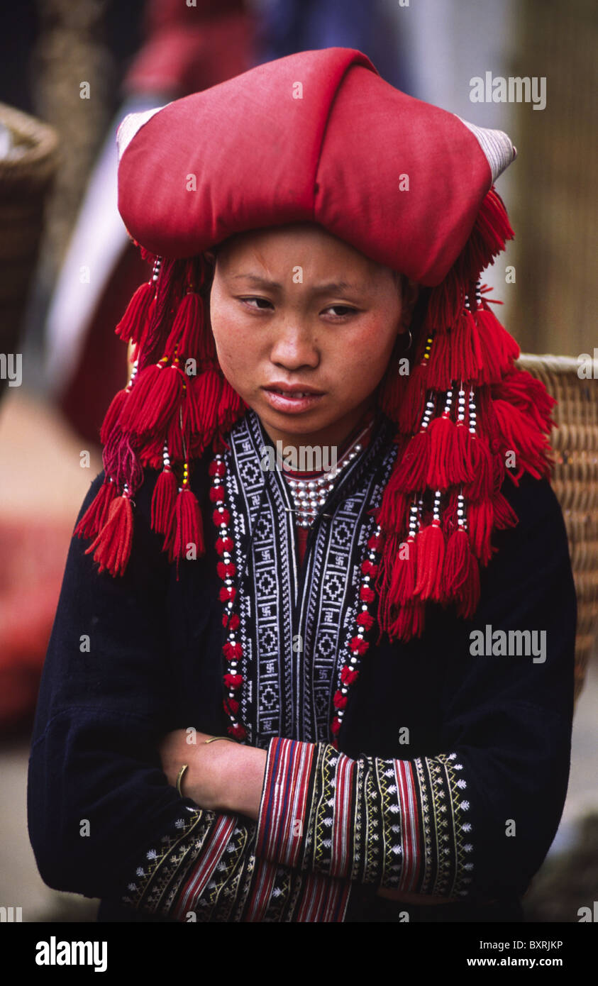 Red Dao woman. Sapa, Lao Cai Province, Northern Vietnam. Stock Photo