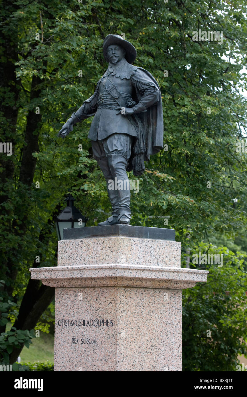 Estonia, Tartu, Statue of Swedish King Gustavus Adolphus ll Stock Photo