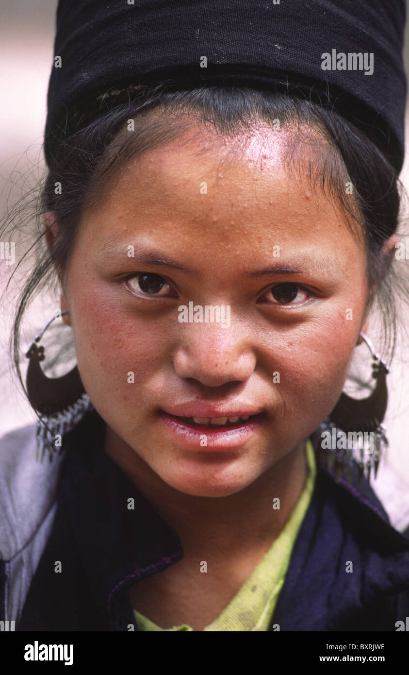 Black Hmong girl. Sapa, Lao Cai Province, Northern Vietnam. Stock Photo