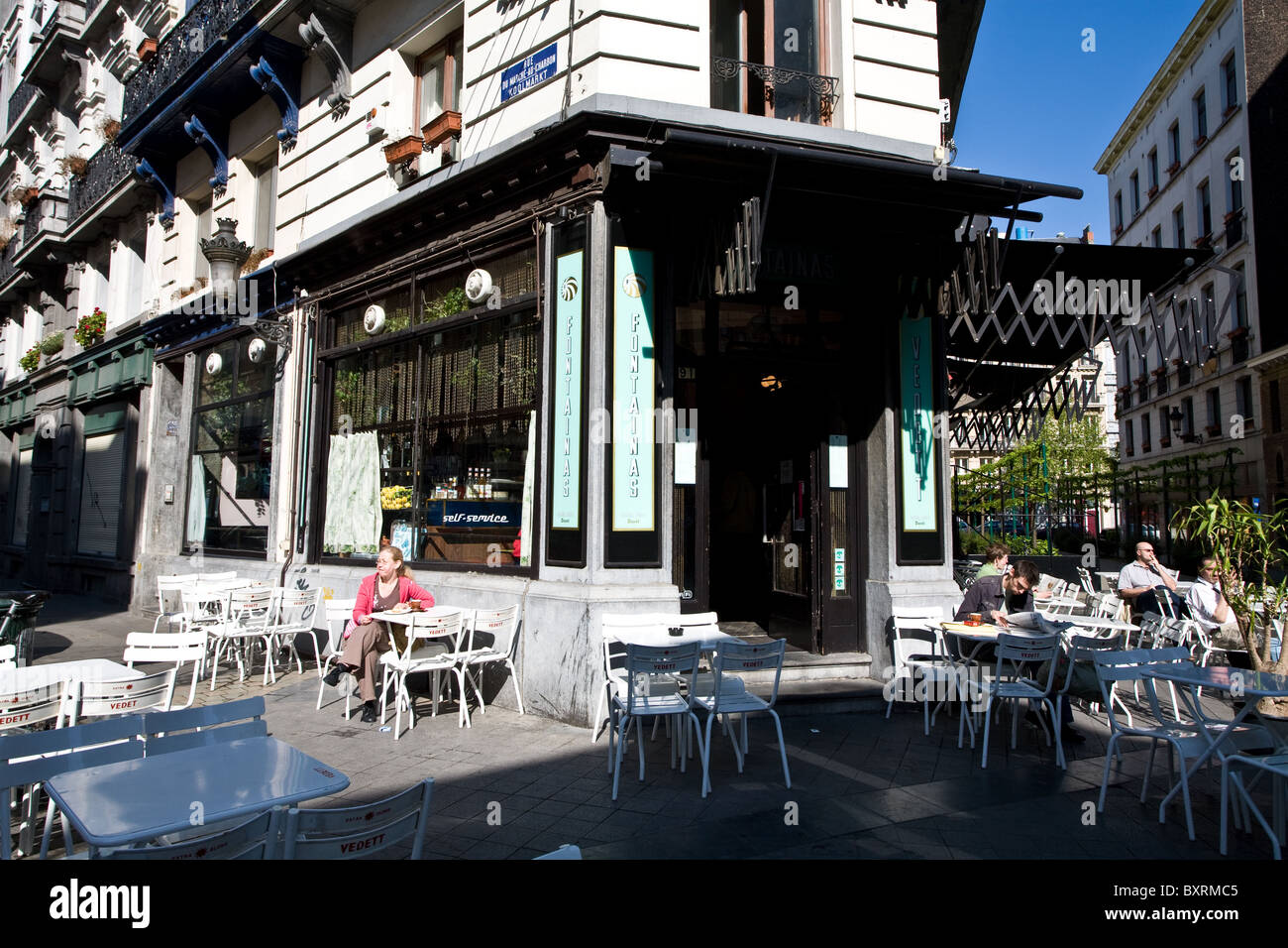 Cafe Fontainas in Brussels, Belgium, Europe Stock Photo - Alamy