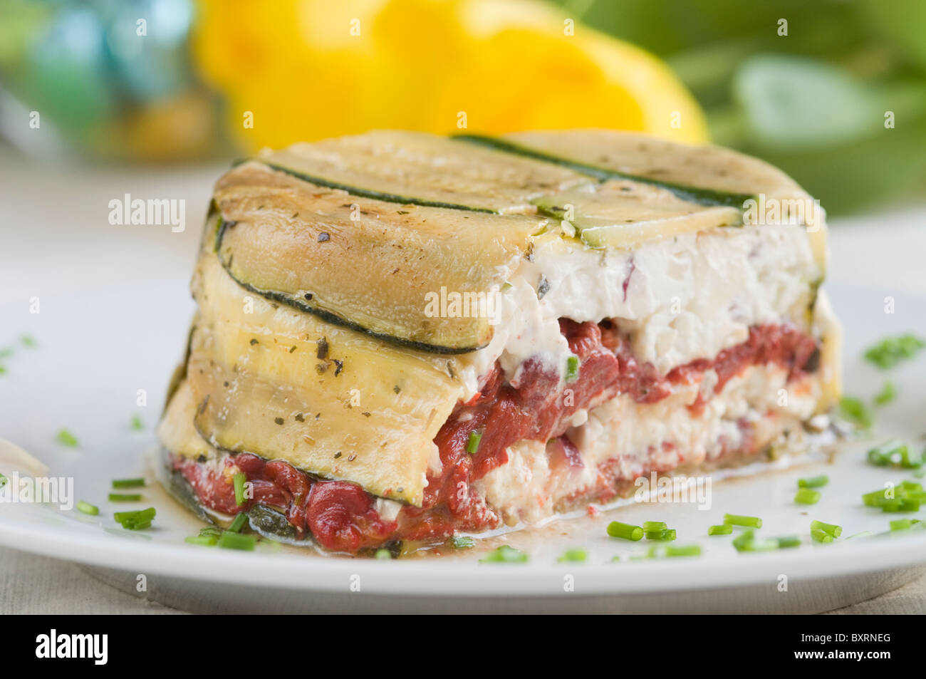 Terrine with zucchini, cheese and pepper Stock Photo Alamy