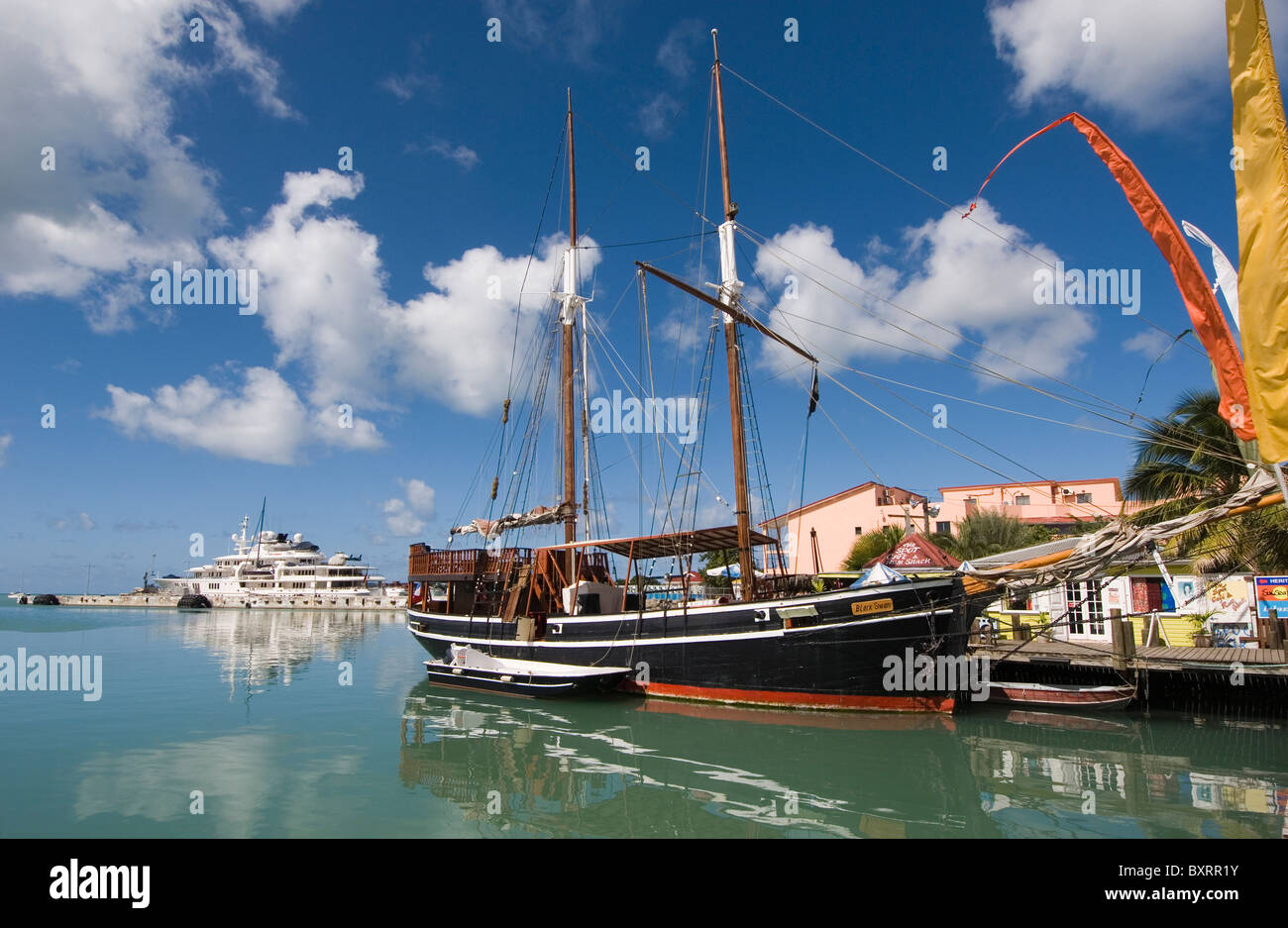 Caribbean, Leeward Islands, Antigua, St John's - Redcliffe Quay, Black Swan pirate ship Stock Photo