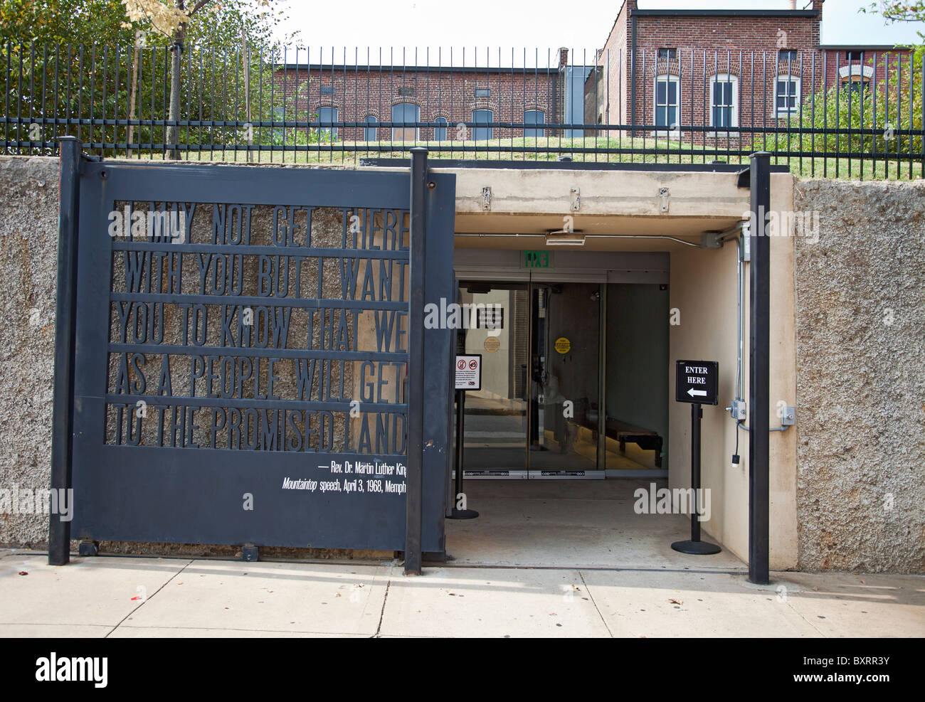 Entrance -extension of the National Civil Rights Centre in Memphis Tennessee with MLK's 'I may not get there with you' speech Stock Photo