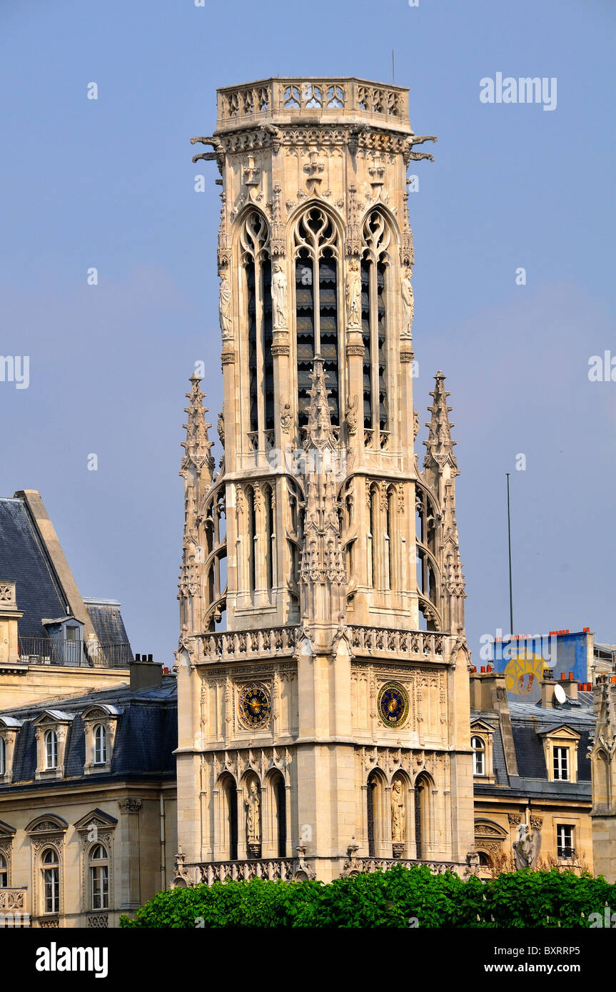 Bell tower, St-Germain l'Auxerrois church, Rive droite, Paris, Île-de-France, France, Europe Stock Photo