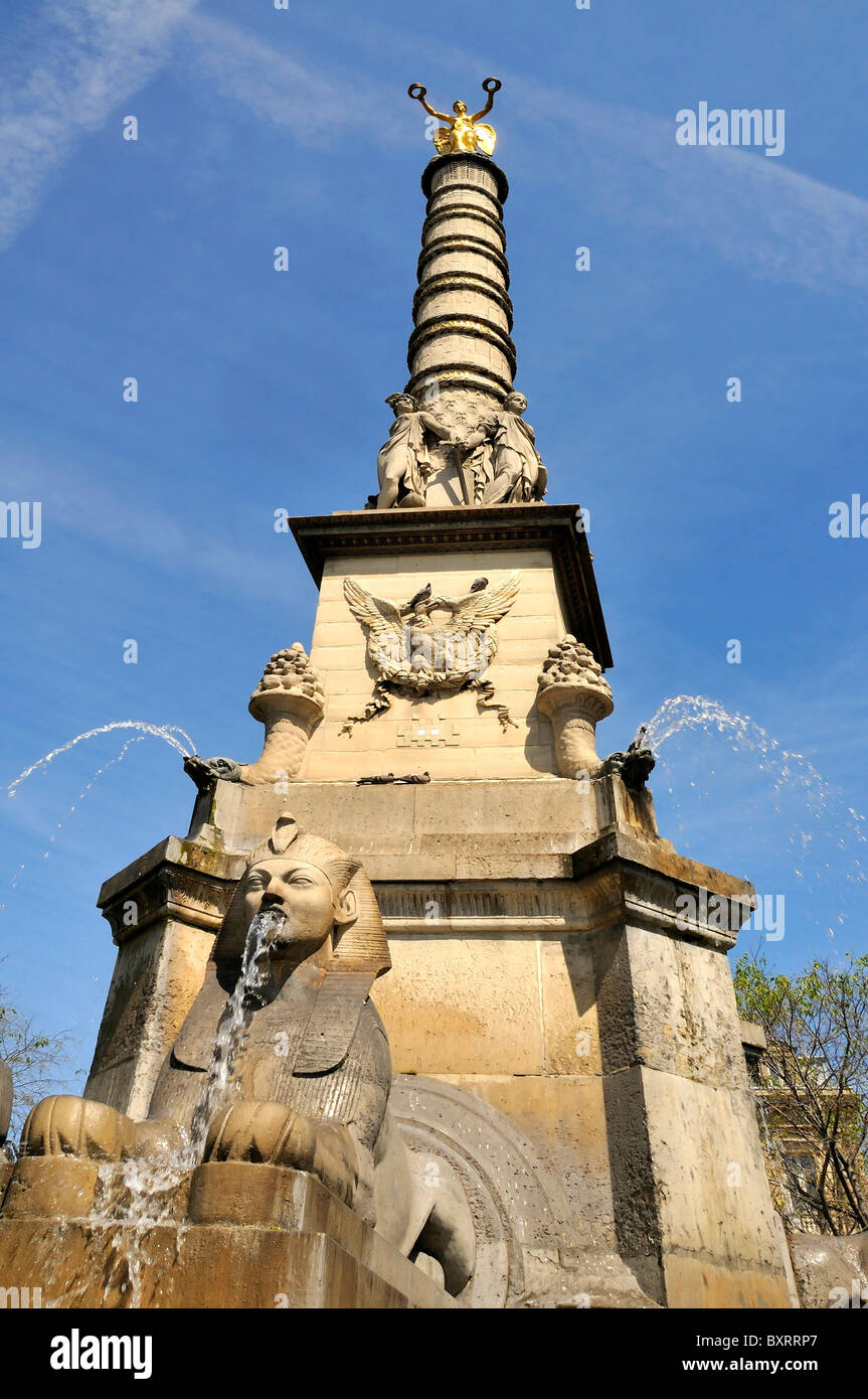Fontaine du Palmier, Place du Chatelet square, Rive droite, Paris, Île-de-France, France, Europe Stock Photo