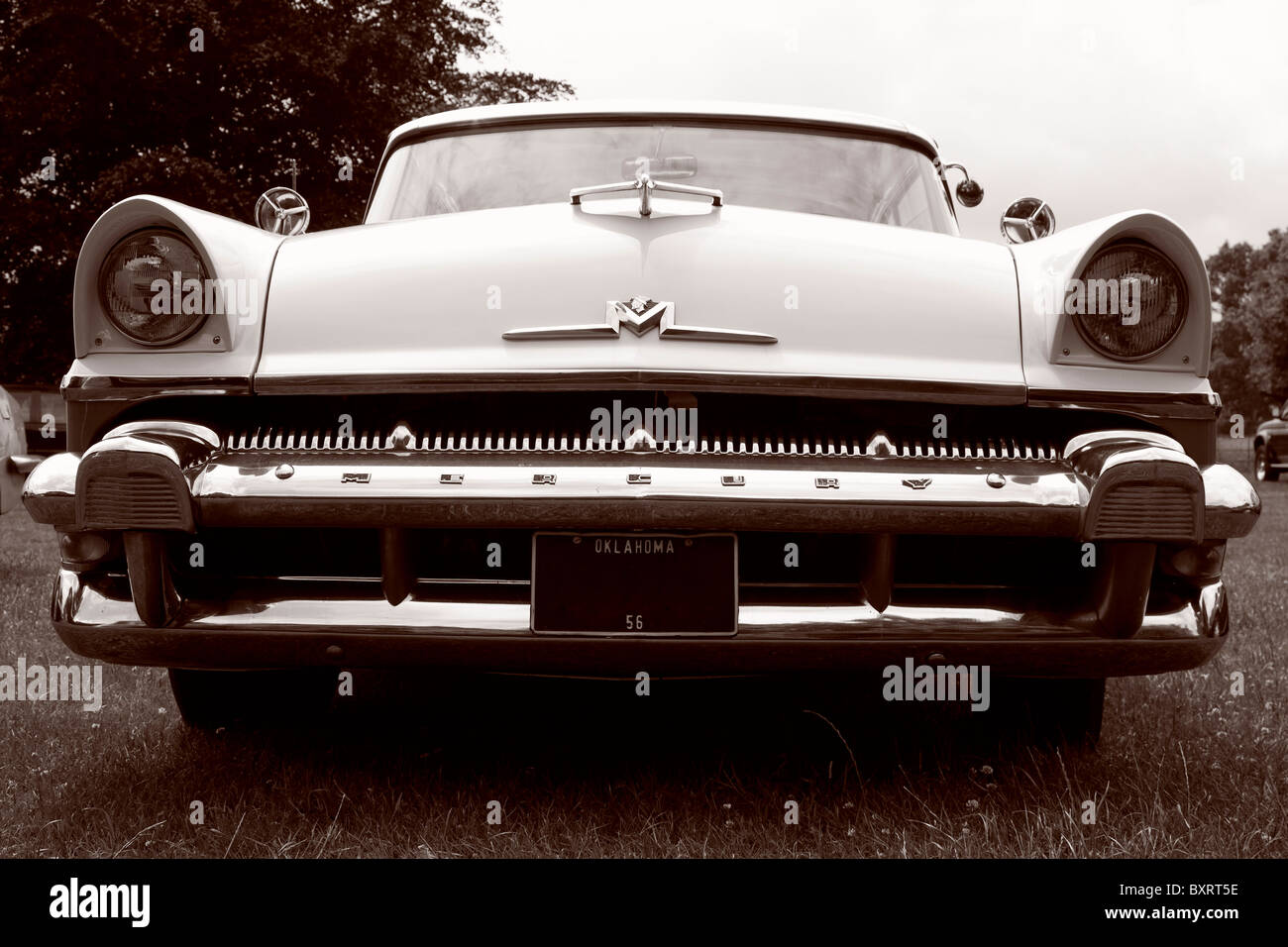 The front of a Mercury classic car at a classic car festival in the East Midlands, Nottinghamshire. Stock Photo