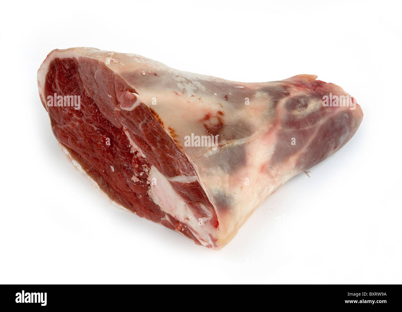 Leg of mutton on white background Stock Photo