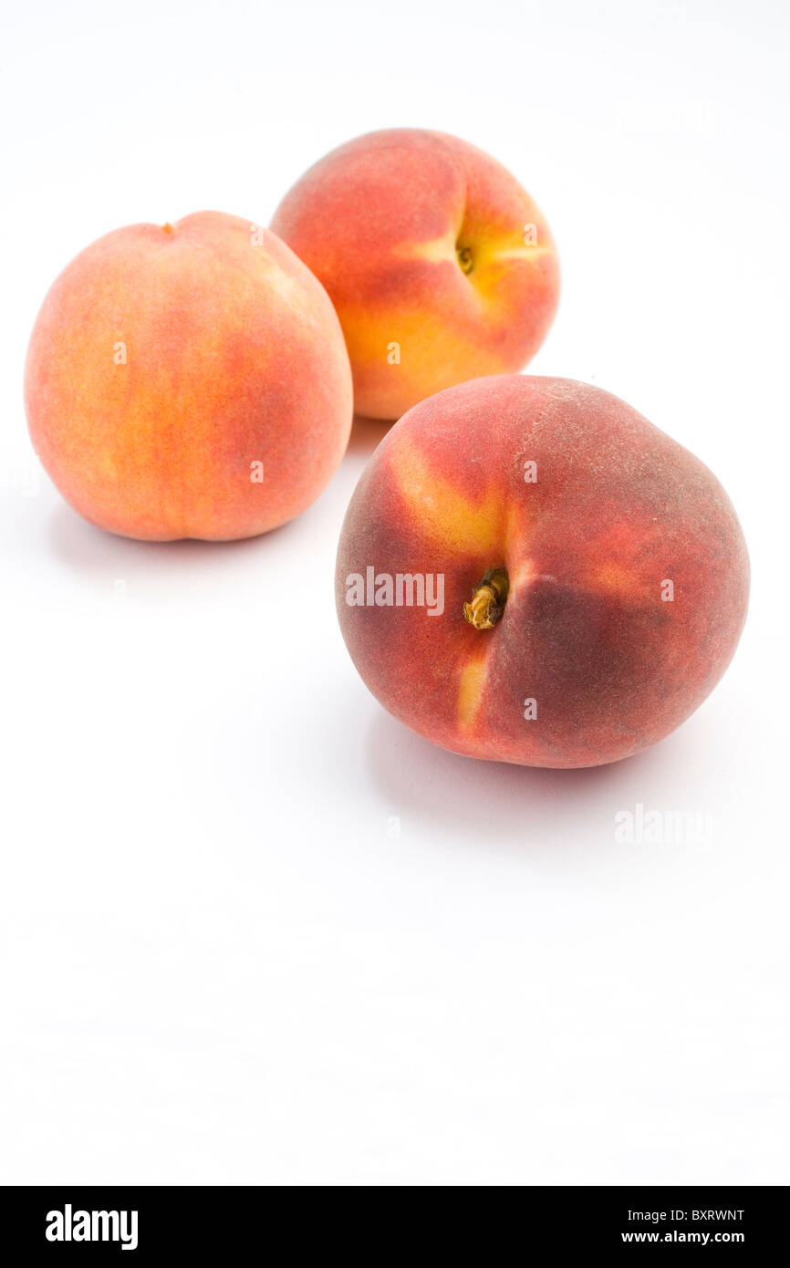 Red Haven peaches on white background, closeup Stock Photo Alamy