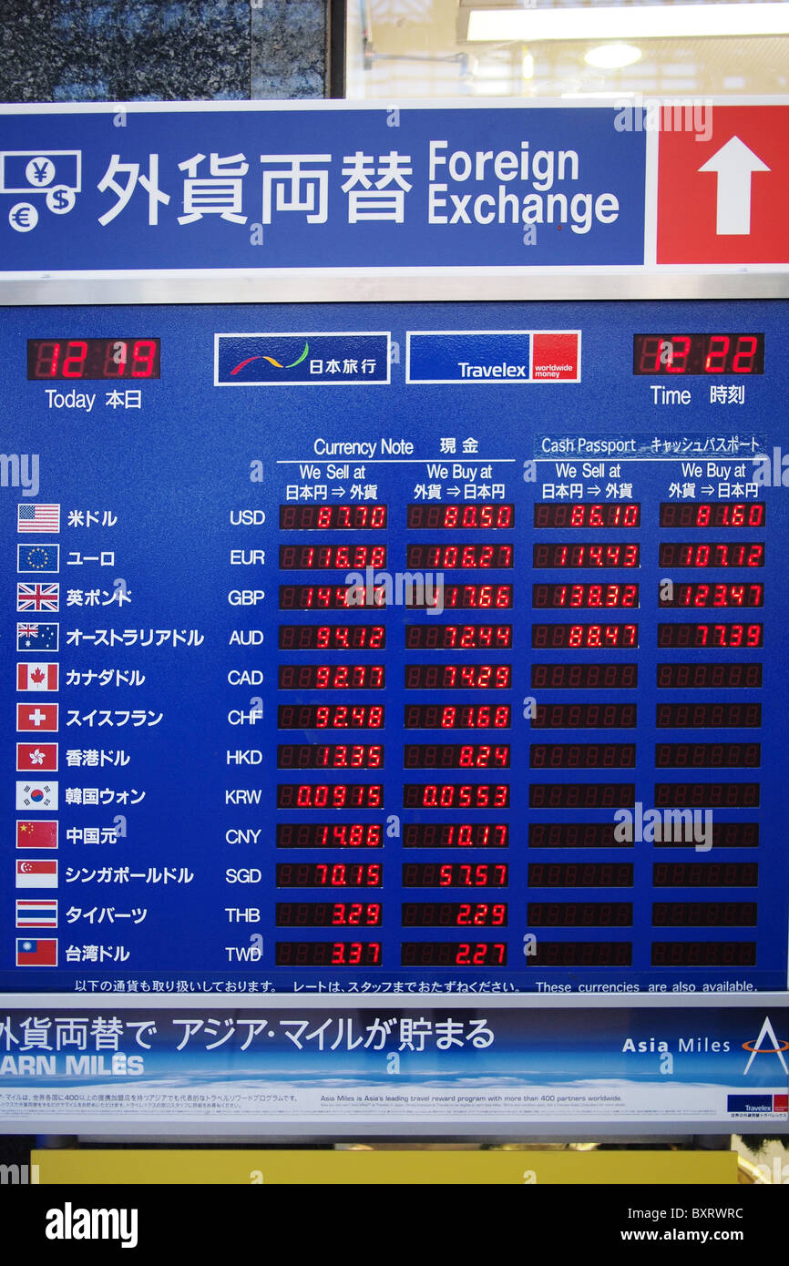 Japanese electronic foreign exchange rate currency board Stock Photo