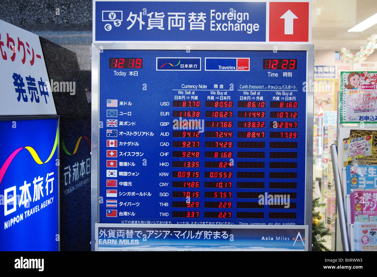 Japanese electronic foreign exchange rate currency board Stock Photo