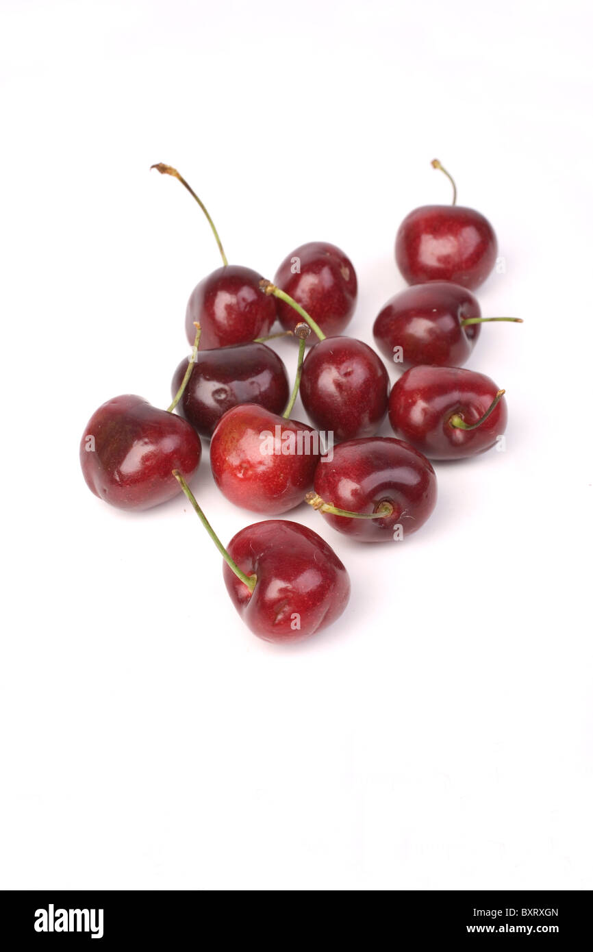 Stella cherries on white background Stock Photo