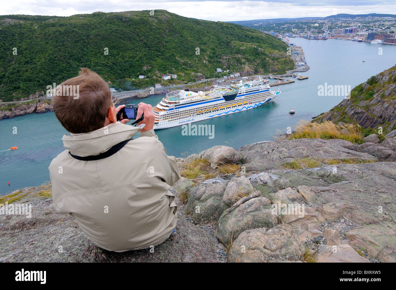 Cruise Ship St John's Harbour Newfoundland Stock Photo