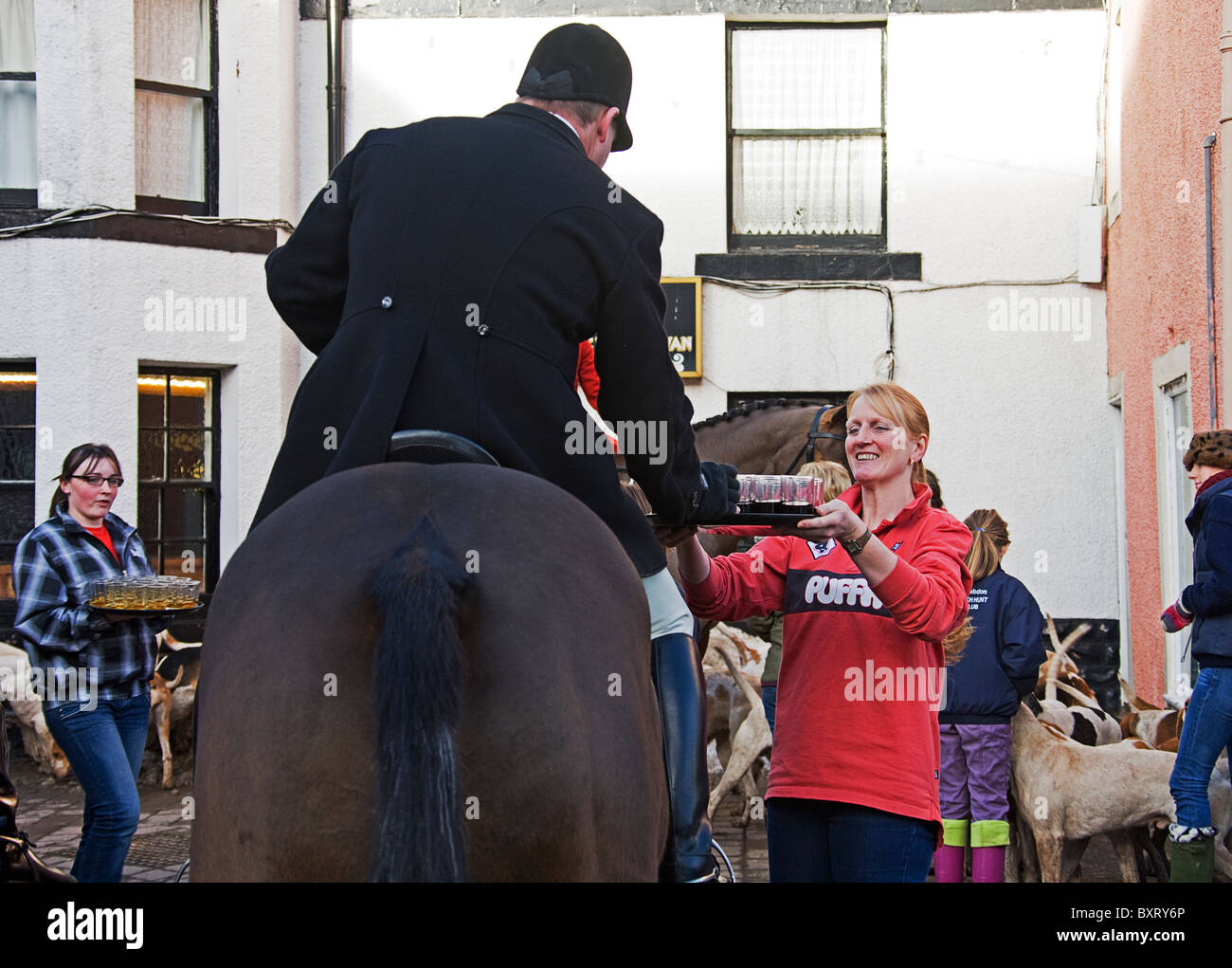 Berwickshire new year's day hunt.Duns. Scottish borders. Stock Photo