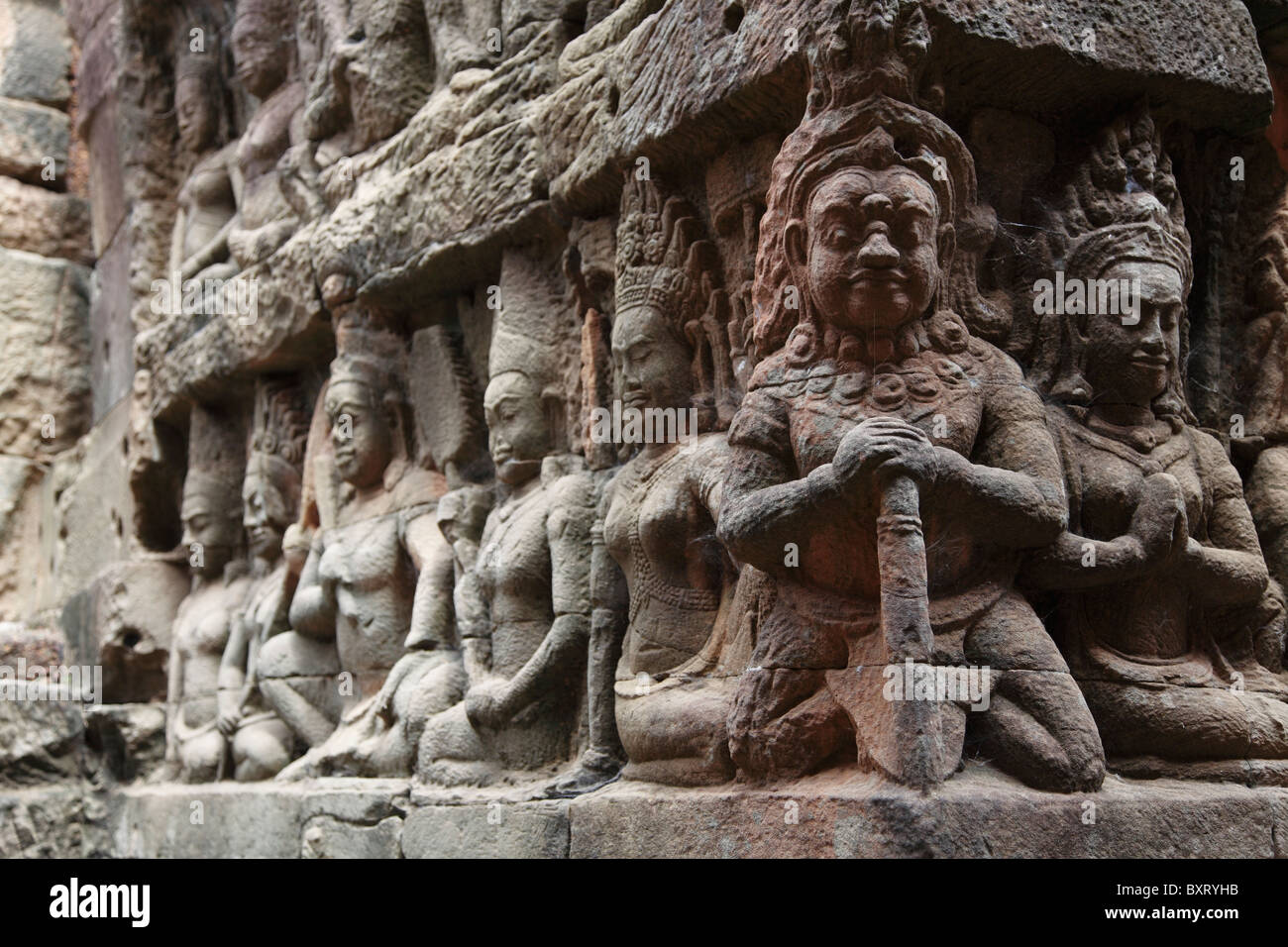 Terrace of the Leper king at Angkor. Photo V.D. Stock Photo