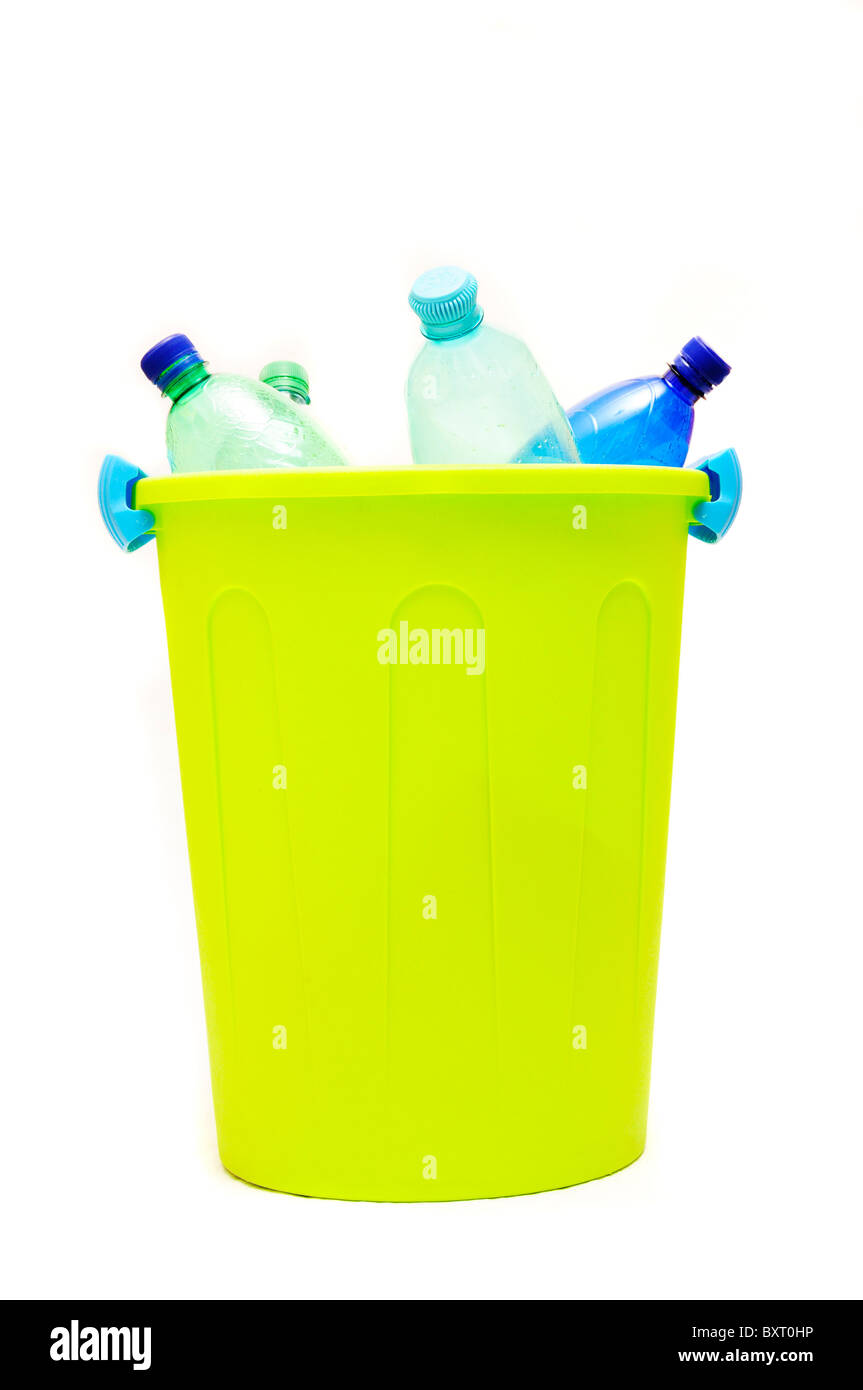 trash bin filled with plastic bottles Stock Photo Alamy